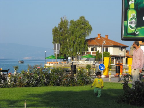 Ohrid Ian playing in a park by Ohrid's lakefront.