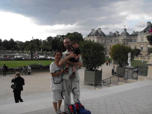 The Luxembourg Gardens KJ, Ian and I at the Luxembourg Gardens.